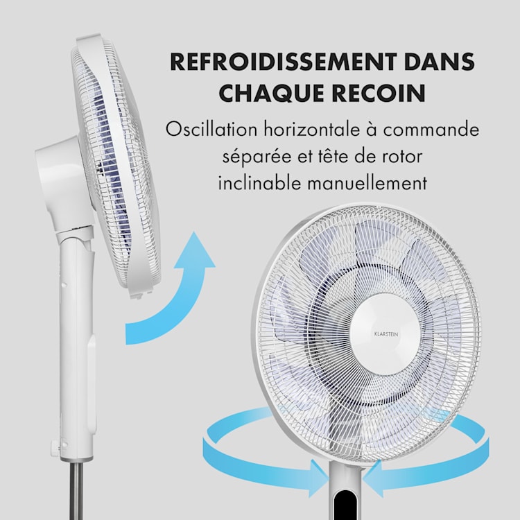 Sommerwind ventilateur sur pied 16" 35W moteur CD 5544 m³/h Oscillation blanc Blanc