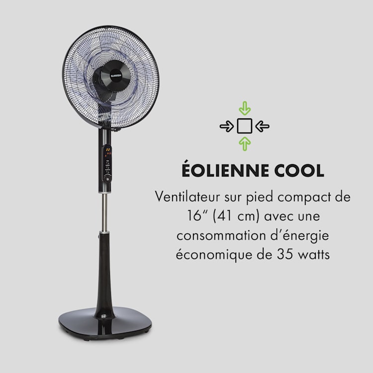 Sommerwind ventilateur sur pied 35W moteur CD 5544 m³/h Oscillation blanc Noir