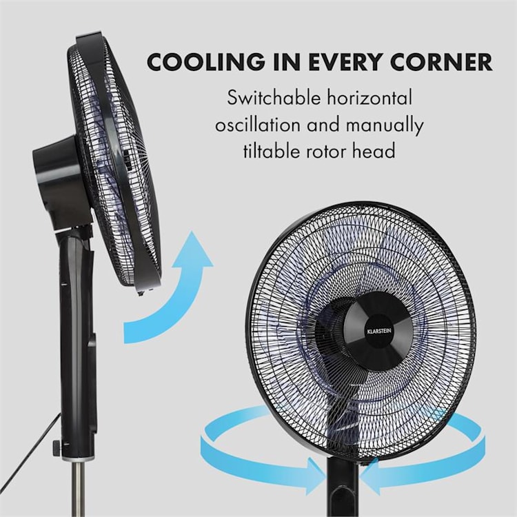 Sommerwind ventilateur sur pied 35W moteur CD 5544 m³/h Oscillation blanc Noir