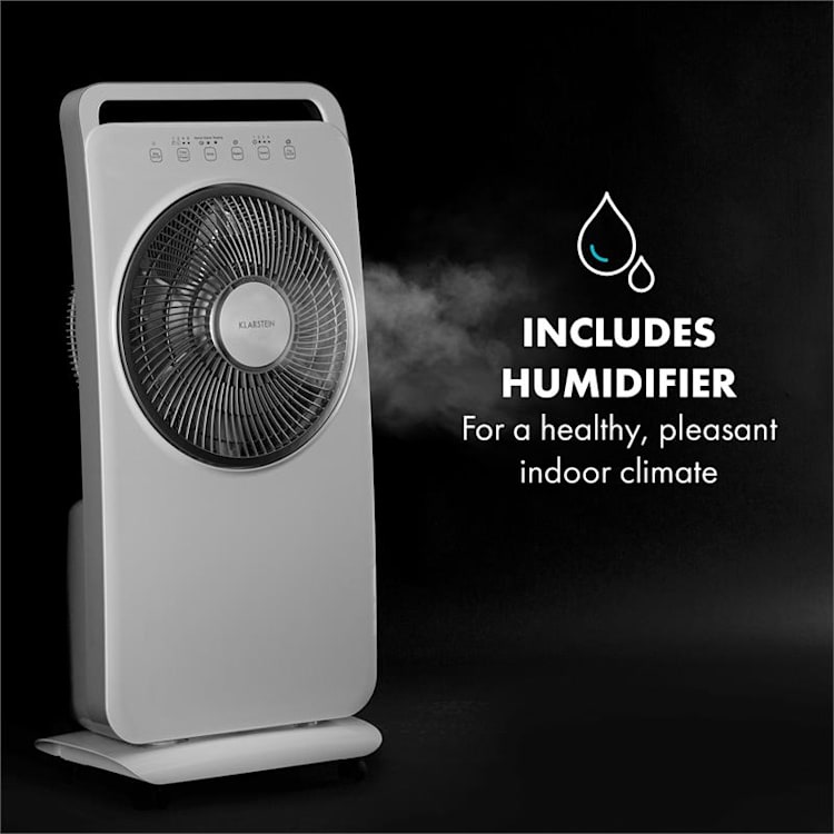 Wildwater, stojanový ventilátor se zvlhčovačem vzduchu, 80W, 3690m³/h, 2,5l, bílý