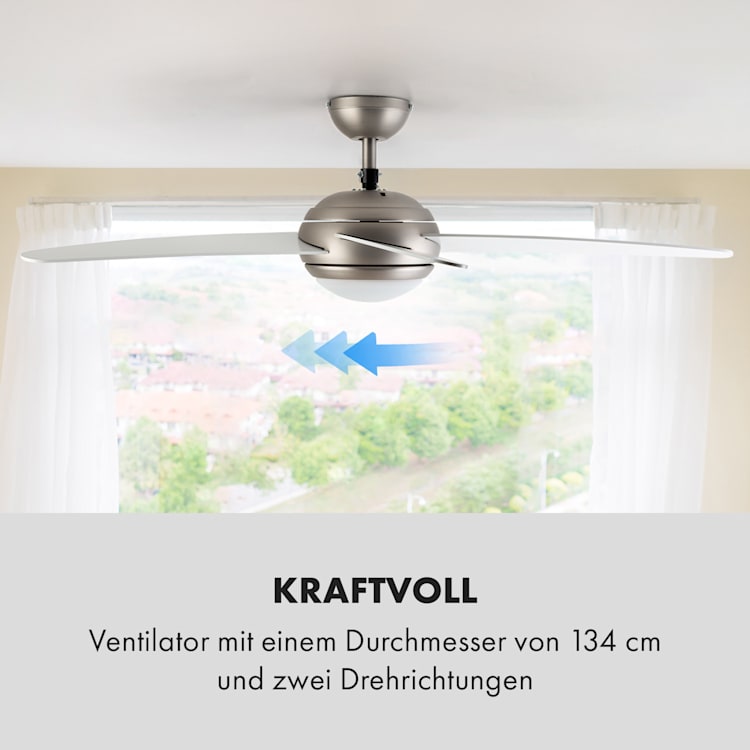 Bolero 2-in-1-Deckenventilator 134cm Leuchte 55W Fernbedienung weiß Weiß