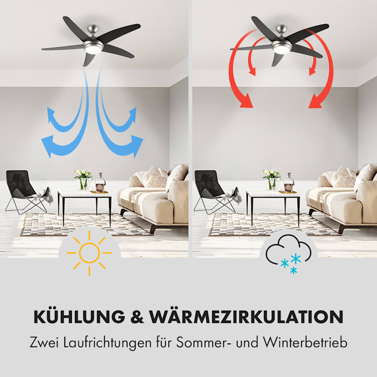 Bolero 2-in-1-Deckenventilator 134cm Leuchte 55W Fernbedienung schwarz Schwarz