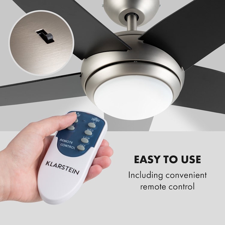 Bolero 2-in-1 Ceiling Fan 134cm Lamp 55W Remote Control Black Black