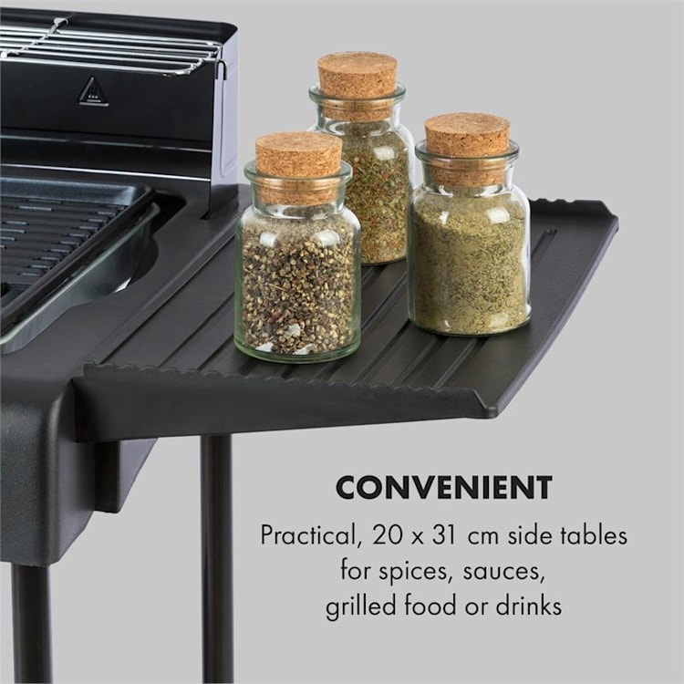 Dr. Beef Pro Elektrogrill 2000W Antihaft-Grillfläche Seitentische schwarz