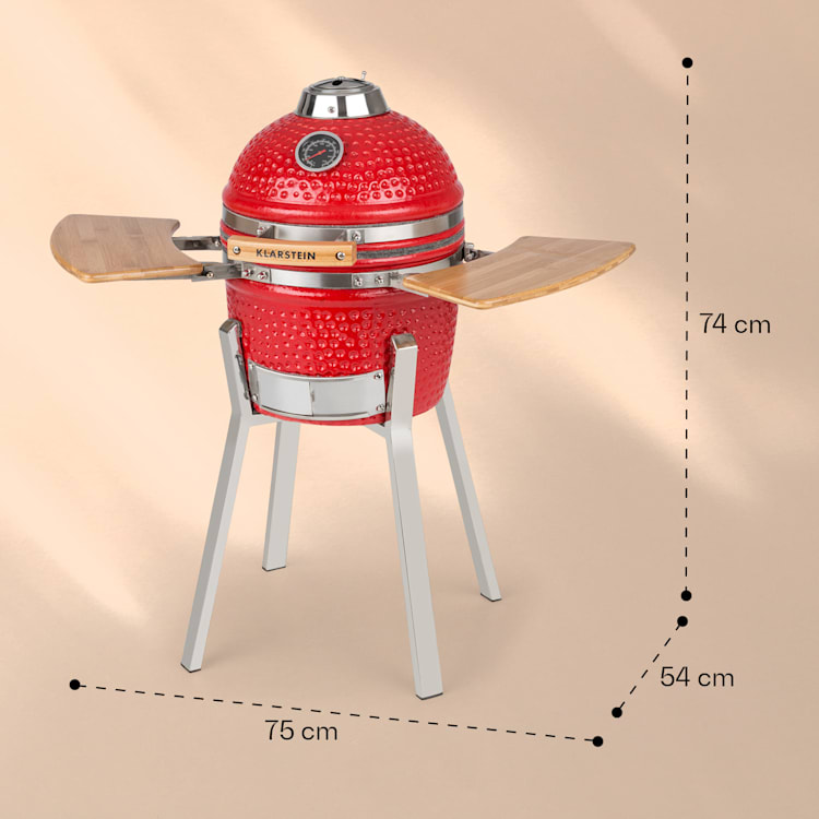 Princesize Pro Kamado Grill 13" (33cm) Thermometer Side Panels Red Red