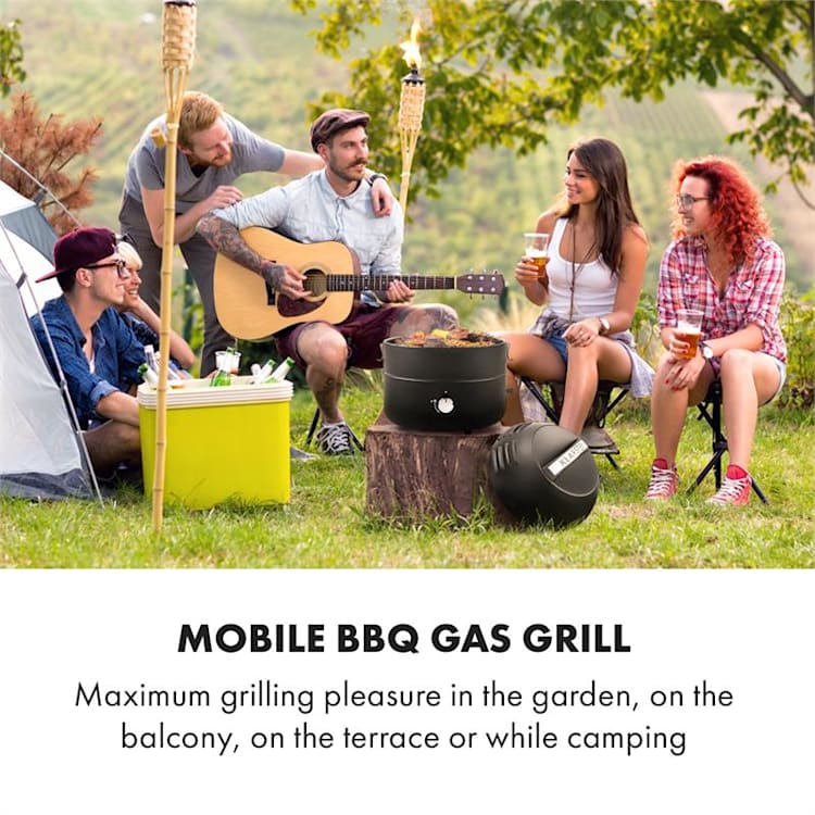 DareDevil BBQ-Gasgrill Campinggrill 2,5kW Ø29cm 4 Personen Stahl schwarz