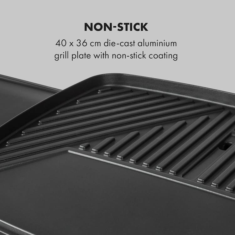 Gatsby Elektrogrill 2000W Antihaft-Grillfläche Seitentische beige / schwarz Schwarz / beige
