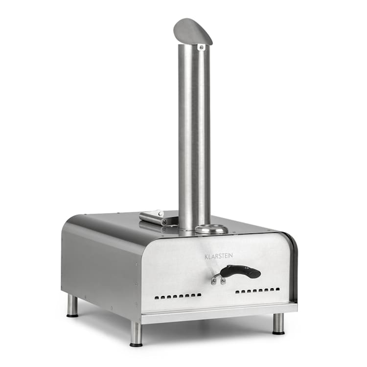 Diavolo Four à granulés pour pizza avec pierre à pizza Thermomètre Acier inoxydable Argent