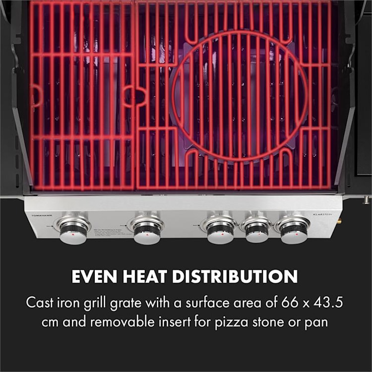 Tomahawk Gasgrill 4x3,6 kW + 2,7 kW Brenner 66x43,5 cm Grill Edelstahl