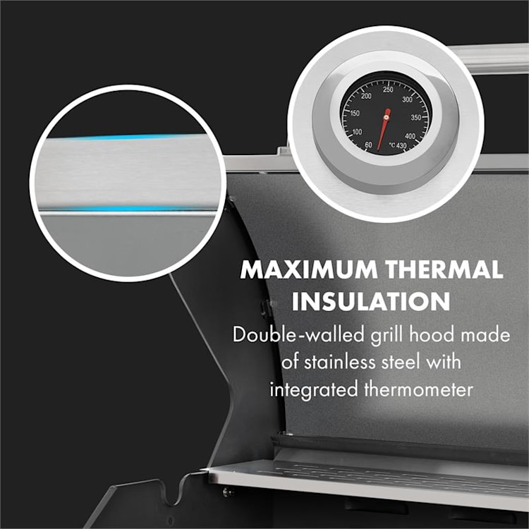 Tomahawk Gasgrill 4x3,6 kW + 2,7 kW Brenner 66x43,5 cm Grill Edelstahl