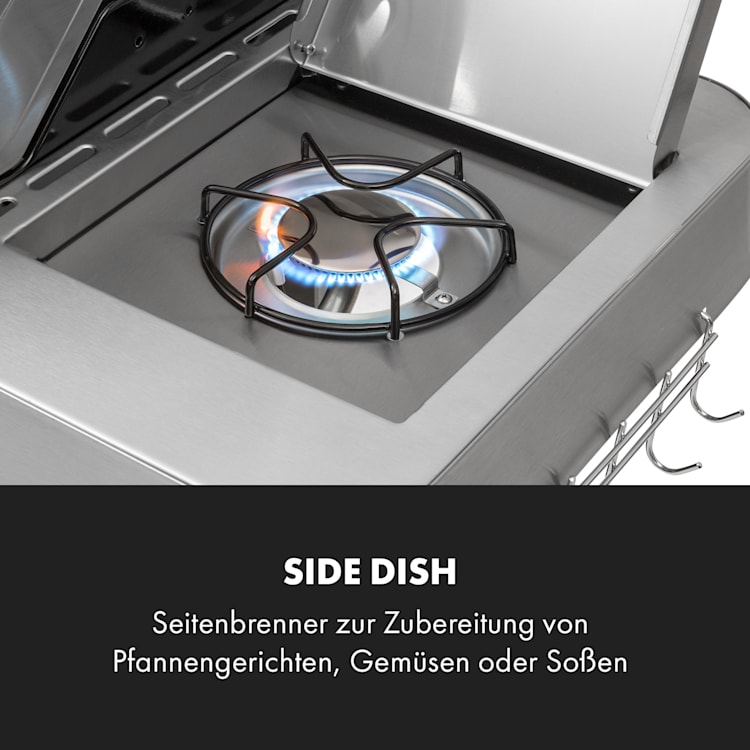 Valkyrie Gasgrill 4x3,5 kW + 3,15 kW Brenner 74x44 cm Grill Sichtfenster Edelstahl 5 Brenner