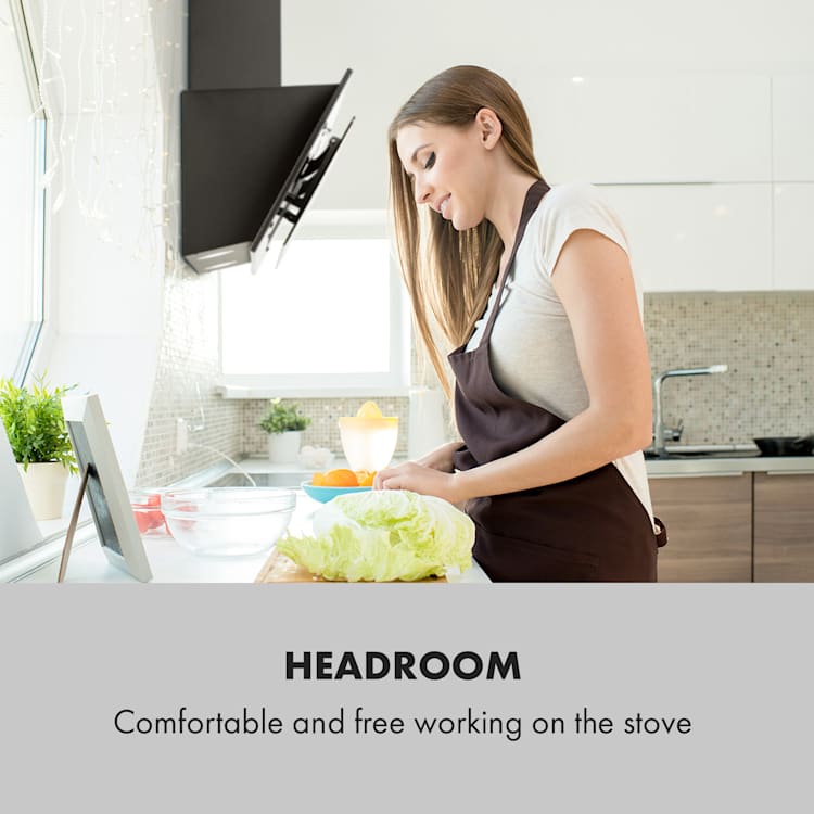 Alessia Extractor Hood Head-Free Hood 350 m³ / h Push Control Black 90 cm