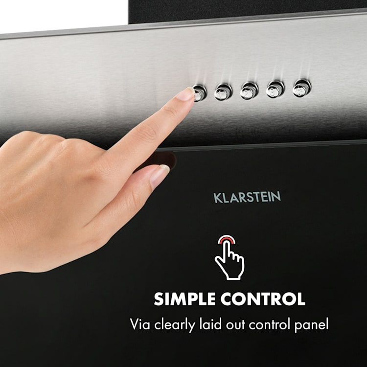 Alessia Extractor Hood Head-Free Hood 350 m³ / h Push Control Black 90 cm