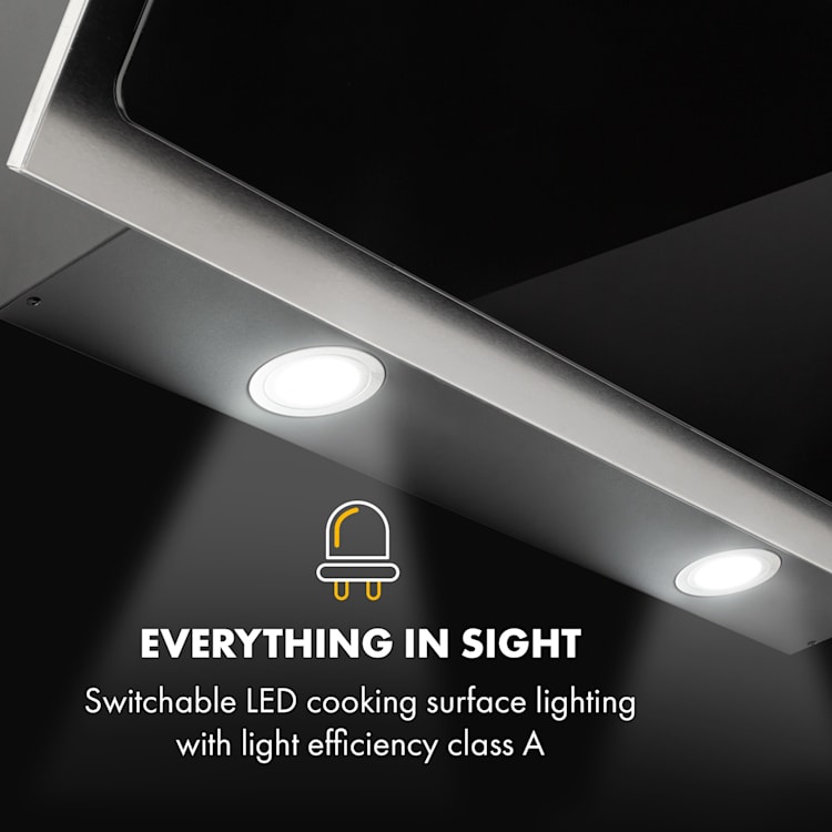 Alessia Extractor Hood Head-Free Hood 350 m³ / h Push Control Black 90 cm