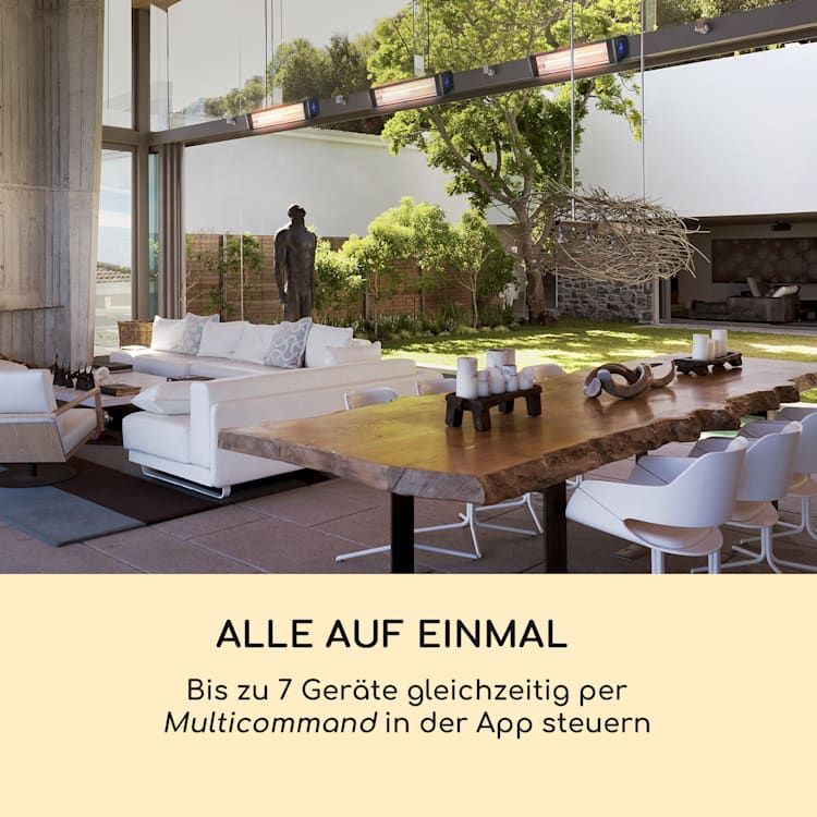 Smartwave Infrarot-Heizstrahler Carbonröhre 2400W WiFi Appsteuerung Schwarz