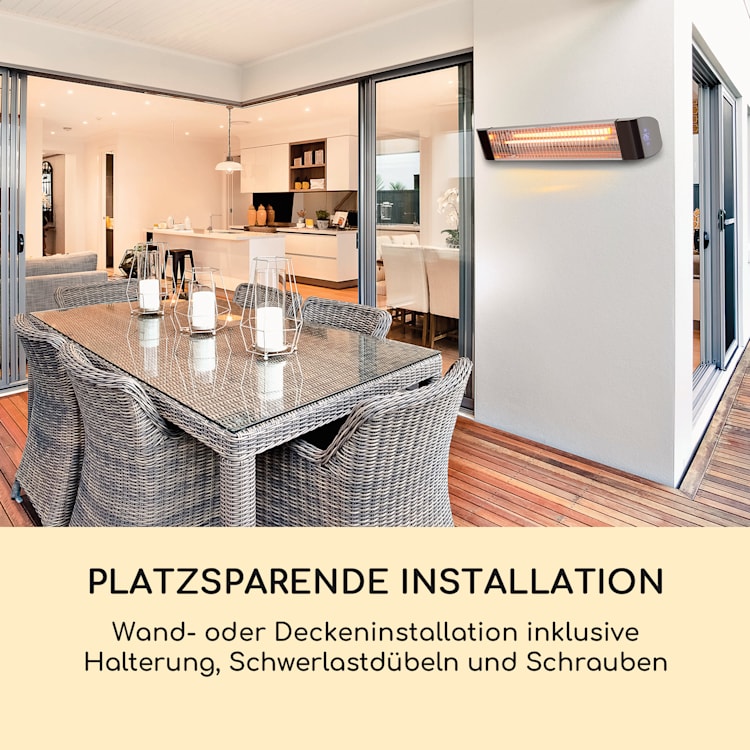 Smartwave Infrarot-Heizstrahler Carbonröhre 2400W WiFi Appsteuerung Weiß