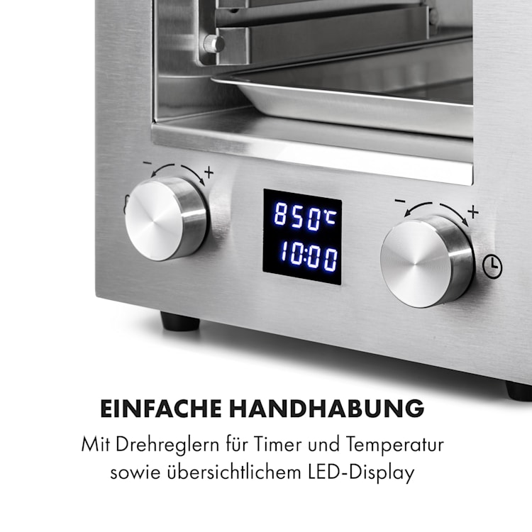 Hannibal Hochtemperaturgrill Indoor 2.200W 850°C Edelstahl silber Silber