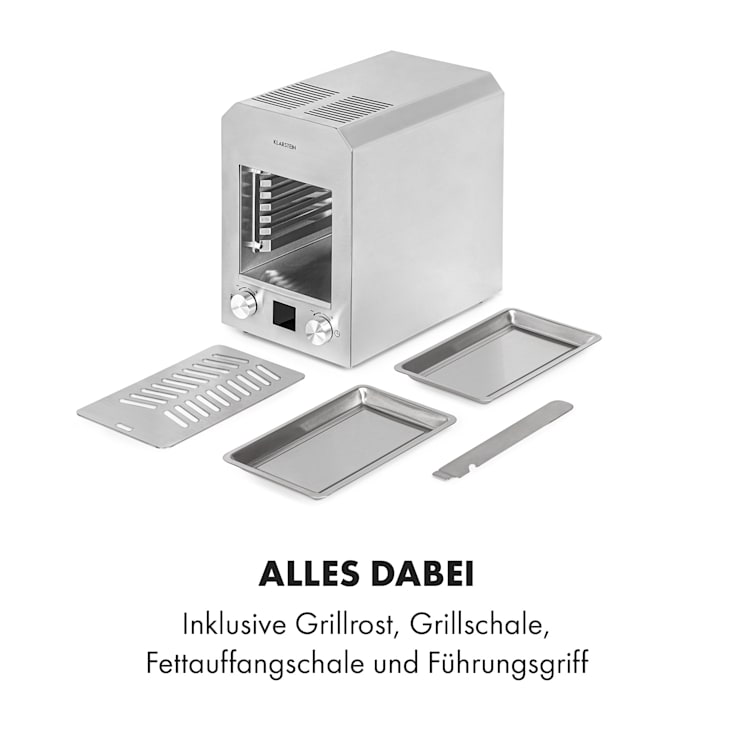 Hannibal Hochtemperaturgrill Indoor 2.200W 850°C Edelstahl silber Silber