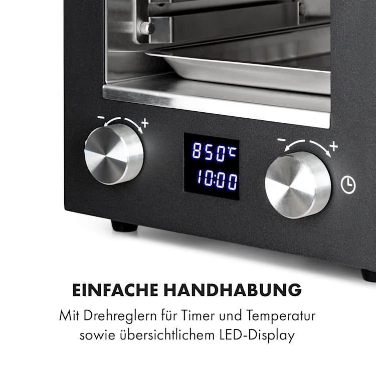 Hannibal Hochtemperaturgrill Indoor 2.200W 850°C Edelstahl schwarz Schwarz