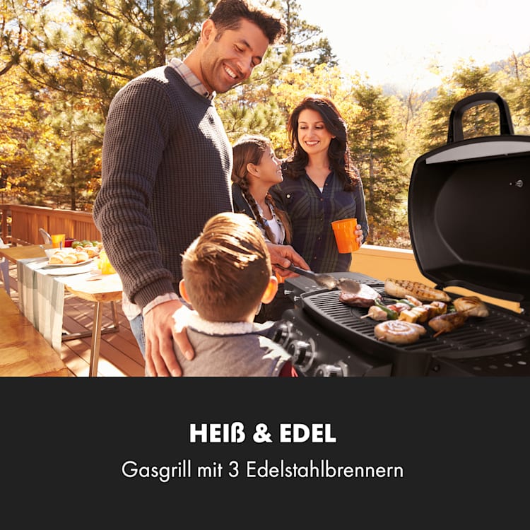 Vanquish Gasgrill 3 Edelstahlbrenner 9 kW (3 x 3 kW) 63,5 x 45 cm Grillfläche schwarz