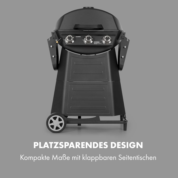 Vanquish Gasgrill 3 Edelstahlbrenner 9 kW (3 x 3 kW) 63,5 x 45 cm Grillfläche schwarz
