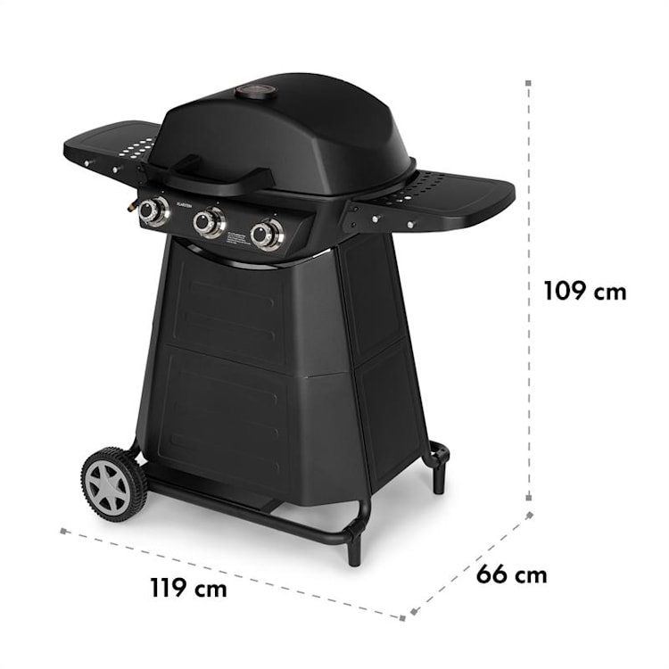 Vanquish Gasgrill 3 Edelstahlbrenner 9 kW (3 x 3 kW) 63,5 x 45 cm Grillfläche schwarz