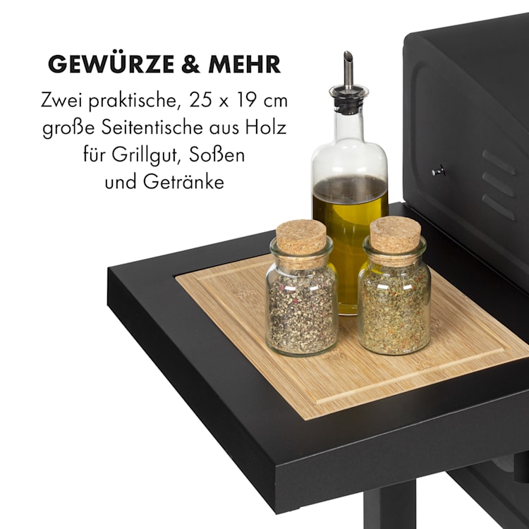 Meat Machine Holzkohlegrill BBQ 45x32,5cm Thermometer Bodenrollen schwarz