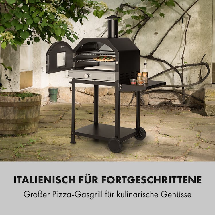 Pizzaiolo Pro Pizza-Gasgrill 76x143x66cm Schamottestein Stahl mobil