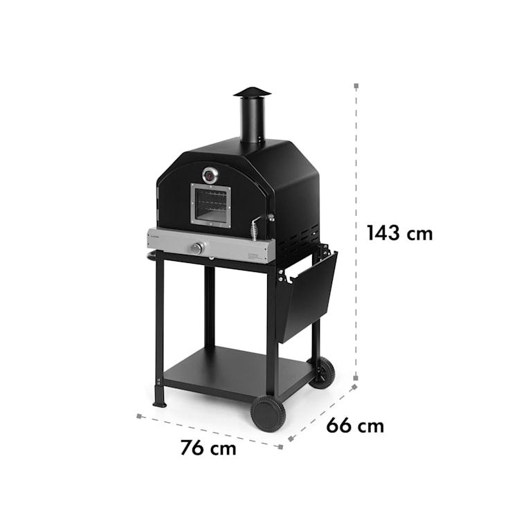 Pizzaiolo Pro, gázgrill pizzakészítéshez, 76x143x66cm, samott tégla, acél, hordozható