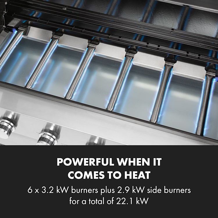 Valkyrie Gasgrill 6x3,2 + 2,9 kW Sichtfenster 94x42 cm Grill Edelstahl 7 Brenner