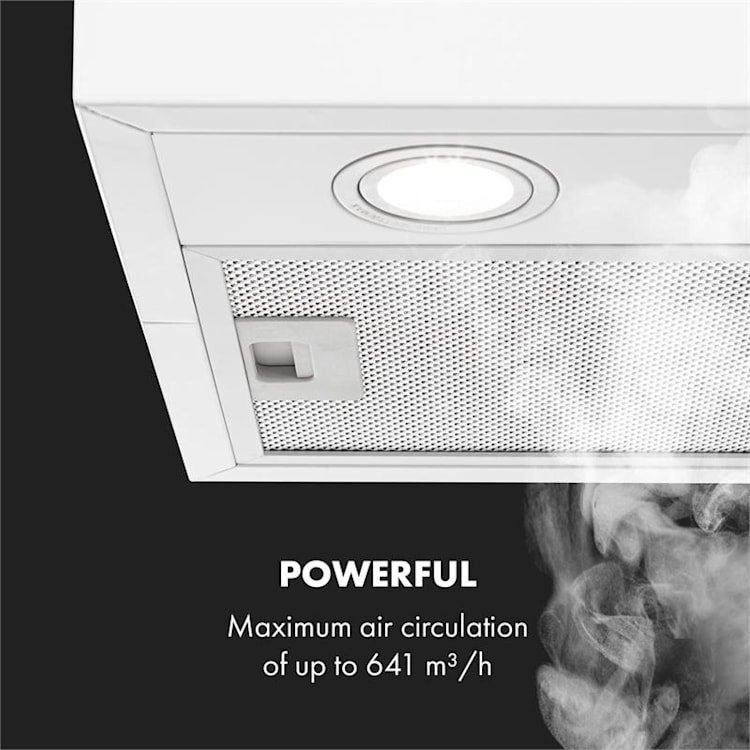 Structura hotte aspirante recyclage et évacuation de l'air, 641m³/h max, classe A, LED, blanche Blanc