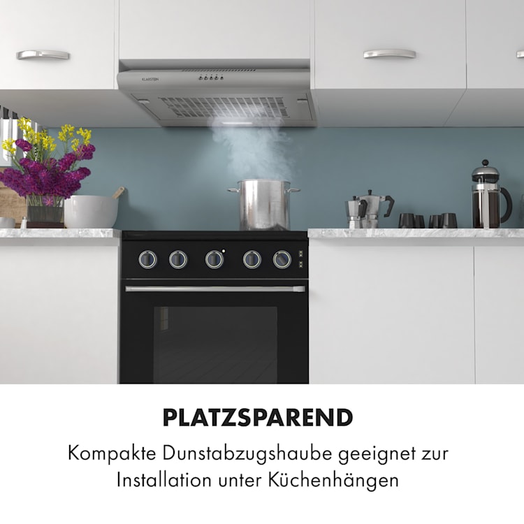 Capannina Unterbau-Abzugshaube 60cm 166m³/h LED Edelstahl Druckknöpfe | Grau