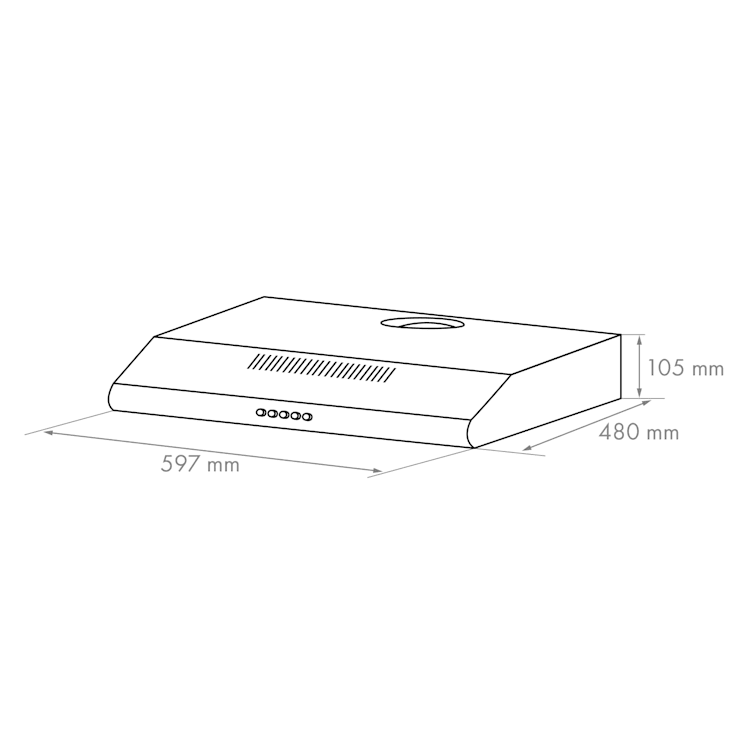 Capannina Unterbau-Abzugshaube 60cm 166m³/h LED Edelstahl schwarz Druckknöpfe | Schwarz