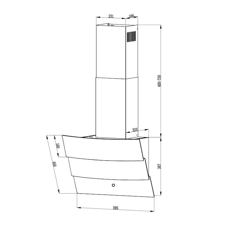 Antonia Dunstabzugshaube kopffrei 60cm 350m³/h Touch-Bedienfeld EEK B Glas weiß 60 cm | Weiß