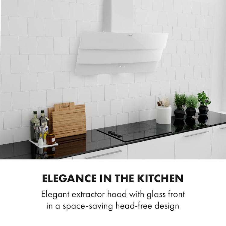 Antonia Extractor Hood 90cm 350m³ / h Touch Control Panel EEC B Glass White 90 cm | White