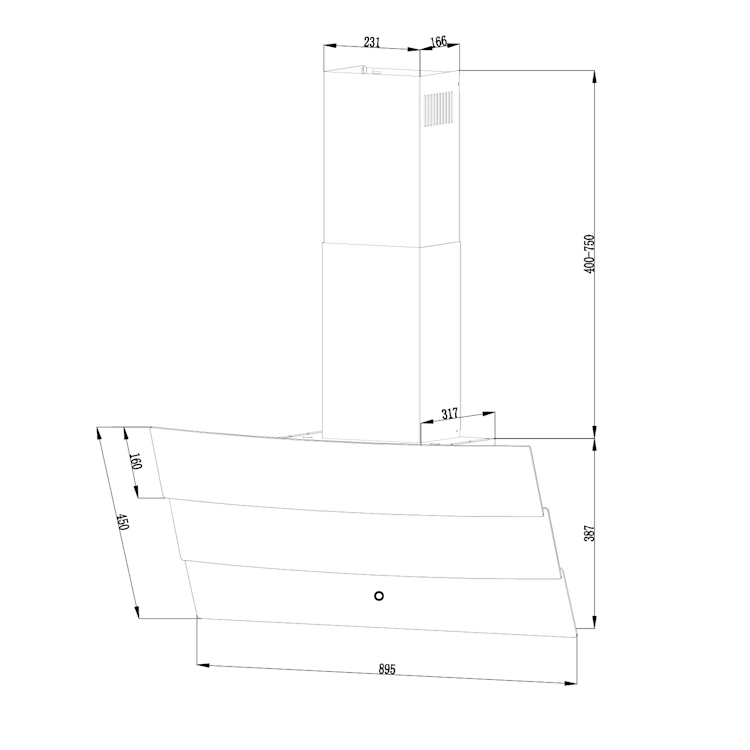 Antonia Dunstabzugshaube kopffrei 90cm 350m³/h Touch-Bedienfeld EEK B Glas weiß 90 cm | Weiß