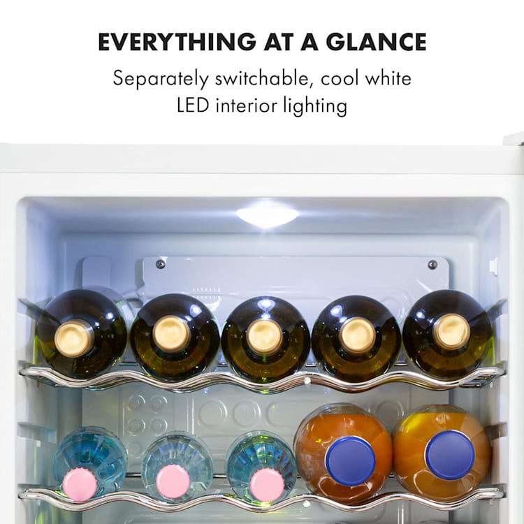 Beersafe XL Crystal White, chladnička, A++, 60 l, LED, sklenené dvere, biela/strieborná Biela / Strieborná | 60 litrov