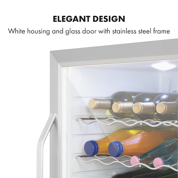 Beersafe XL Crystal White, chladnička, A++, 60 l, LED, sklenené dvere, biela/strieborná Biela / Strieborná | 60 litrov