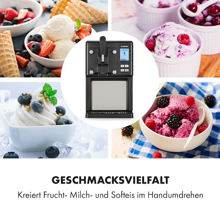 Sweet Sundae Eiscrememaschine Kompressor 1,5l Edelstahl schwarz Schwarz
