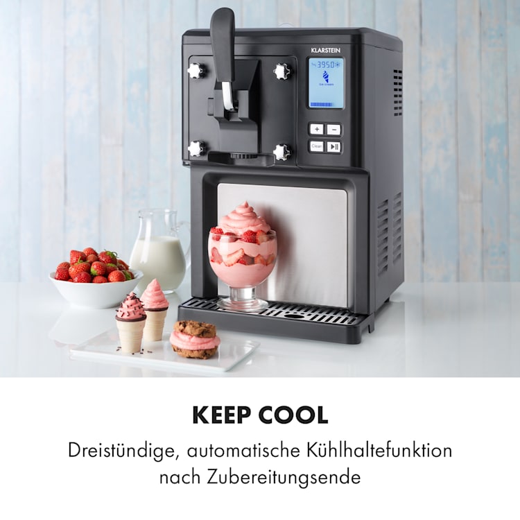 Sweet Sundae Eiscrememaschine Kompressor 1,5l Edelstahl schwarz Schwarz