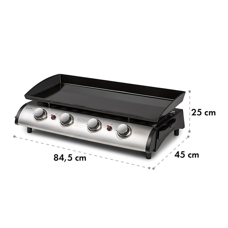 Grillfabrik Gasgrill 4 Brenner 10kW Edelstahl-Grillplatte Gasschlauch 4 Brenner