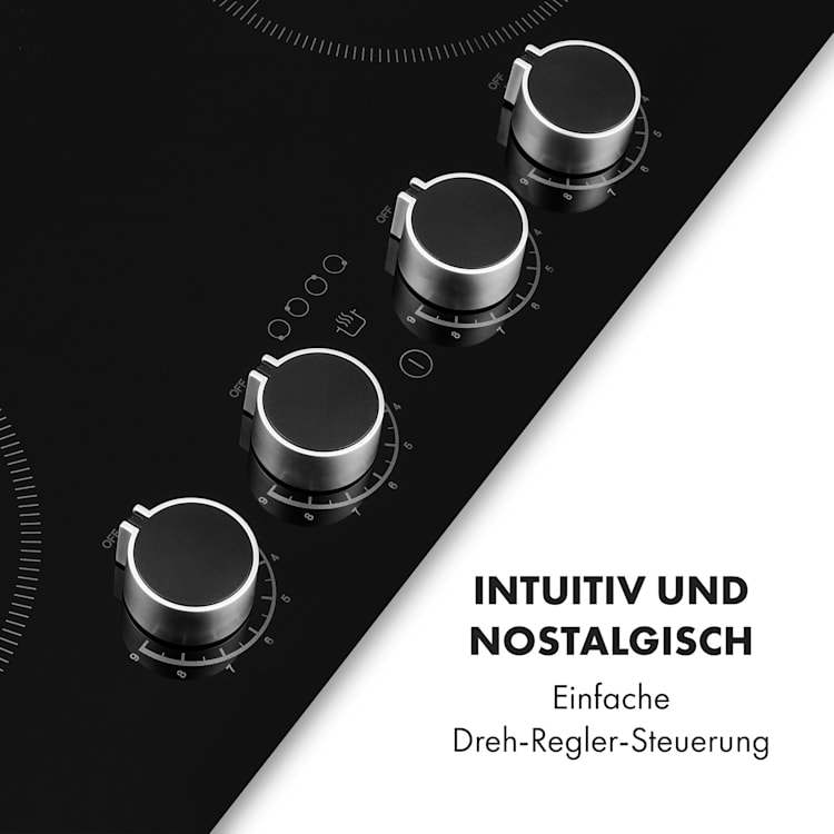 Kochheld 4-Zonen-Induktionskochfeld 6000W Dreh-Regler Glas schwarz 4