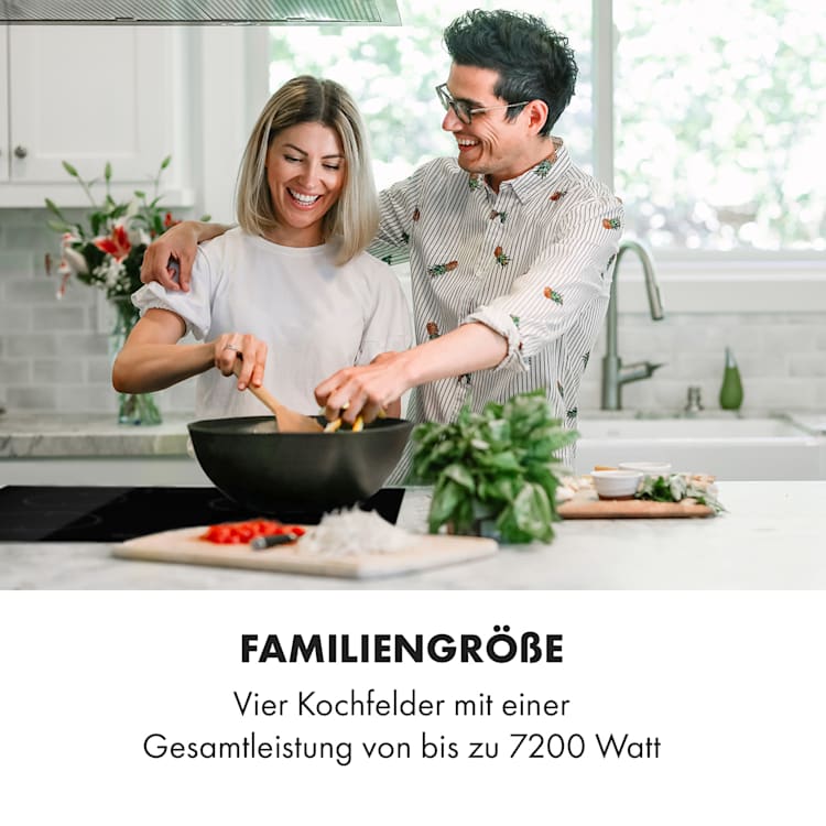 Virtuosa EcoAdapt Induktionskochfeld 4 Zonen 7200W Glas schwarz