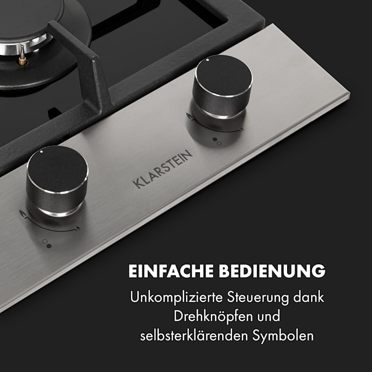 Alchemist Domino Gaskochfeld 2-flammig Aluminium-Brenner Glaskeramik schwarz 2