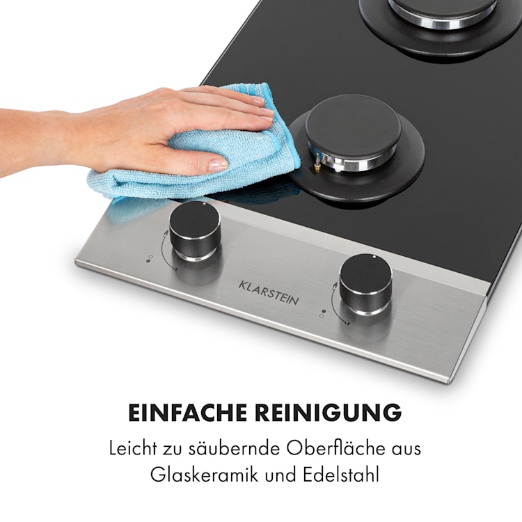 Alchemist Domino Gaskochfeld 2-flammig Aluminium-Brenner Glaskeramik schwarz 2