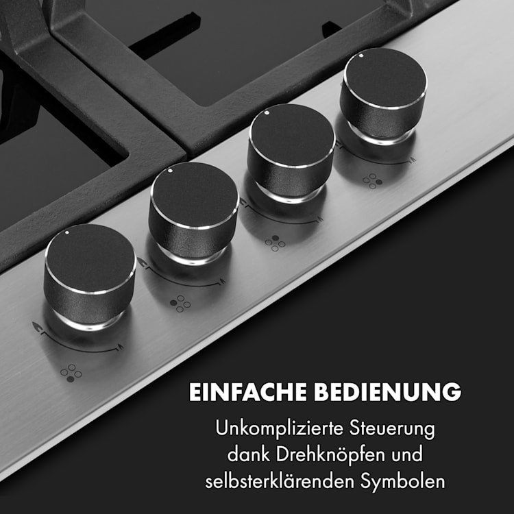 Alchemist 4 Zonen Gaskochfeld Aluminium-Brenner Glaskeramik schwarz 4