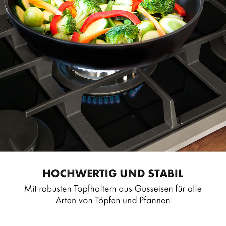 Alchemist 5 Zonen Gaskochfeld Aluminium-Brenner Glaskeramik schwarz 5