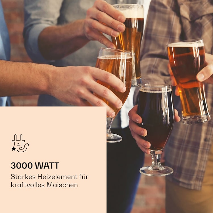Mundschenk 3XL Maischekessel Bierbrauanlage 3.000 W 9 Programme 65 l 3XL | Silber