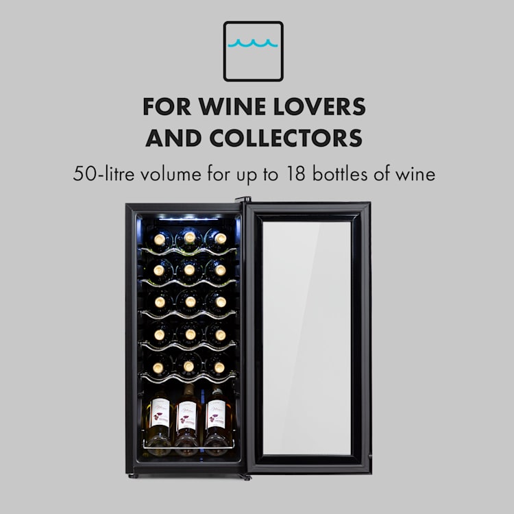 Shiraz 18 Slim Uno wine refrigerator 50l 18Fl Touch control panel 5-18°C 50 Litres / 18 Bottles | Black