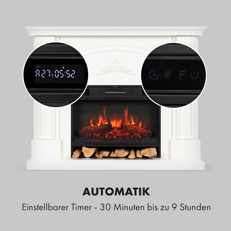 Vulsini Dawn Elektrokamin 1900 W LED-Technik Fernbedienung Kamingehäuse im Landhaus-Stil